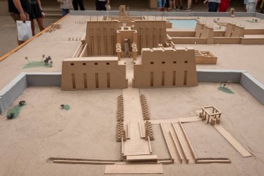 Luxor, Egypt - September 21, 2021: The layout of the temple Karnak in Luxor, Egypt. View of a model of temple complex.