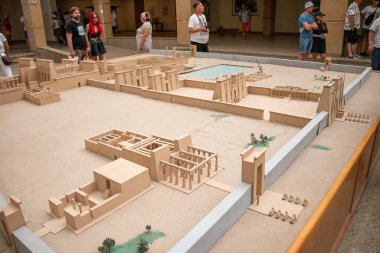Luxor, Egypt - September 21, 2021: The layout of the temple Karnak in Luxor, Egypt. View of a model of temple complex.