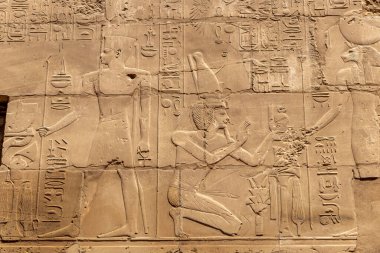 Antik taş, Mısır hiyerogliflerini Karnak Tapınağı, Lüksör, Mısır 'da oymuş.