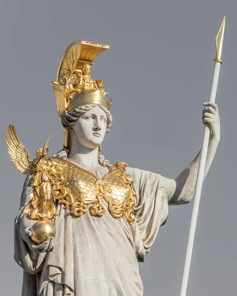 Escultura Atenea Diosa Griega Sabiduría Fuera Del Edificio Del Parlamento —  Fotos de Stock