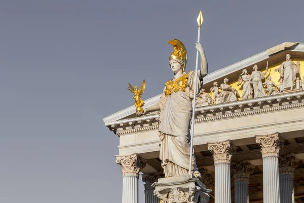 Estatua Atenea Frente Del Edificio Del Parlamento Austriaco Viena Austria — Foto de Stock