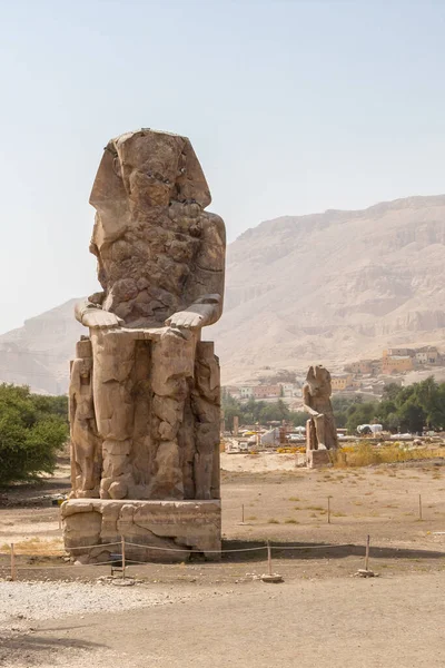 Древние Статуи Колосси Западном Берегу Нила Луксор Египет — стоковое фото