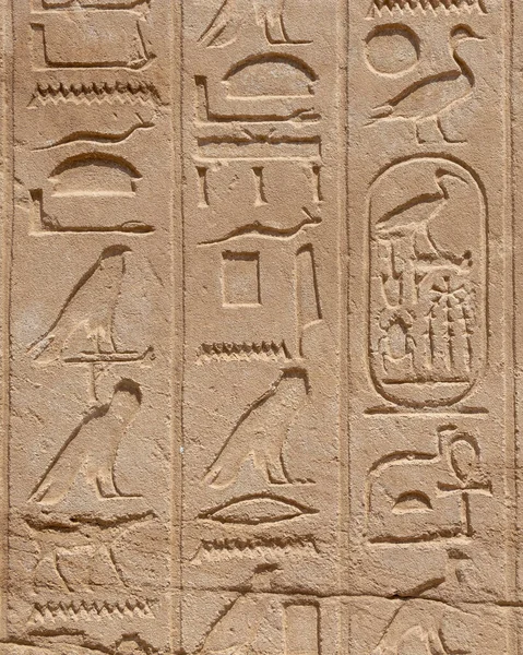 Antichi Murales Scritti Egizi Sulle Pareti Pietra Del Tempio Karnak — Foto Stock