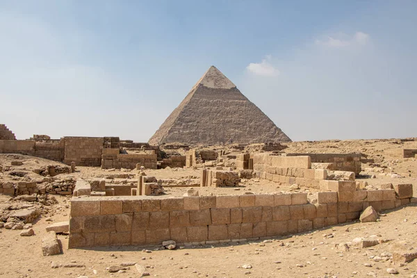 Pyramiden Khafre Chephren Den Näst Högsta Antika Egyptiska Pyramiderna Giza — Stockfoto