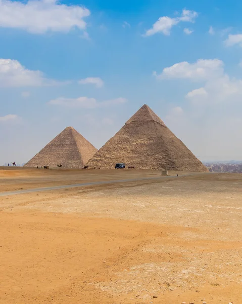 Pyramiden Khufu Och Pyramiden Khafre Egypten — Stockfoto