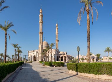 Mustafa Mosque Sharm El Sheikh in Egypt at sunrise. Panorama picture.