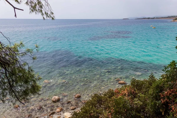 Yunanistan Chalkidiki Yarımadasındaki Akti Koviou Plajı Yaz Tatili Tatil Geçmişi — Stok fotoğraf