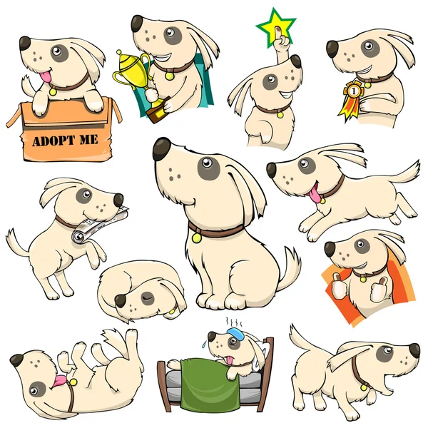 Dog Activities Set Cartoon — Stock Vector