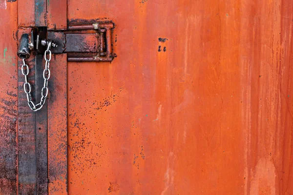 Puerta Hierro Oxidada Naranja Vieja Con Cerradura Piezas Metal Perno — Foto de Stock