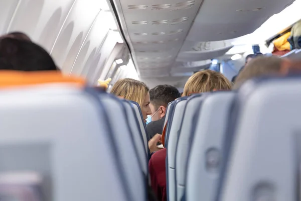 Ekaterimburgo Rusia 2021 Interior Cabina Aeronave Las Aerolíneas Ural Aeroflot —  Fotos de Stock