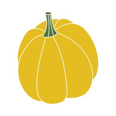 Balkabağım. Sonbahar sebzesi. Sonbahar dekoratif tasarımı, Şükran Günü ve Cadılar Bayramı davetiyesi, hasat broşürü, tekstil. Vektör düz çizgi film illüstrasyonu