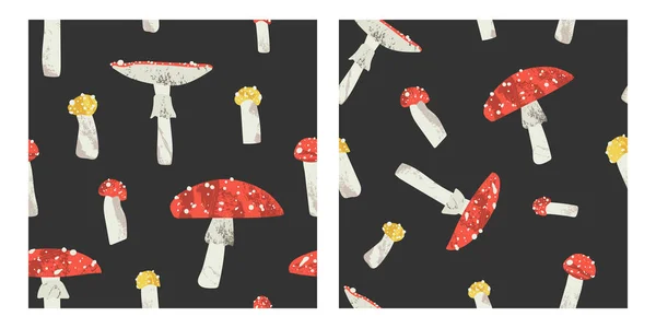 Merah Dan Kuning Terbang Agaric Amanita Muscaria Jamur Beracun Yang Stok Ilustrasi Bebas Royalti