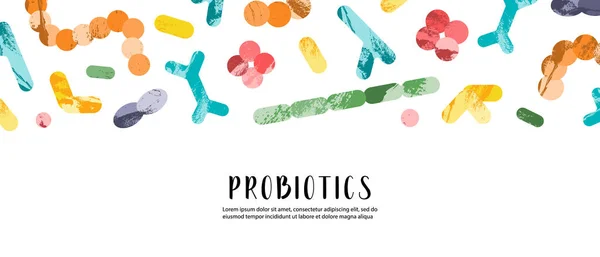 Probiotica Melkzuurbacteriën Goede Micro Organismen Voor Darm Darmflora Gezondheid Microflora — Stockvector