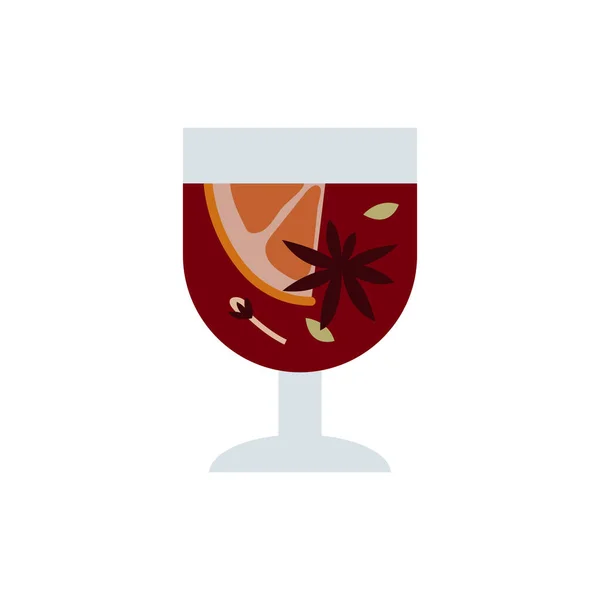 Natal Mulled Anggur Merah Dengan Buah Sitrus Apel Kayu Manis Grafik Vektor