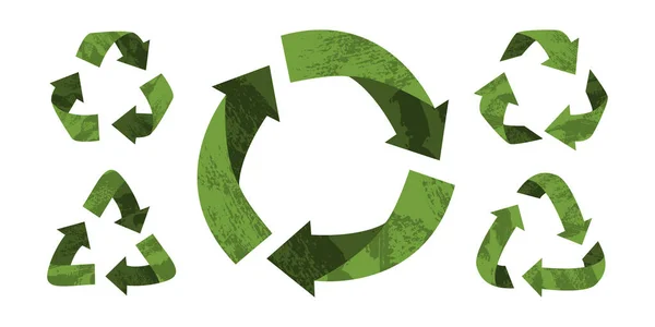 Vektorové Recyklační Značky Izolované Ikony Bílém Pozadí Zelené Symboly Opětovného — Stockový vektor