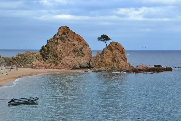 ชายหาดบนชายฝั่งหิน — ภาพถ่ายสต็อก