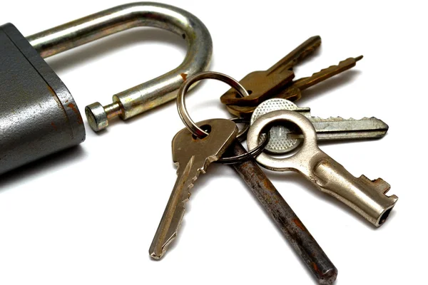 Old rusty castle and a bunch of keys — Stock Photo, Image