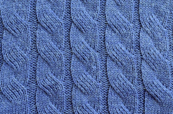 Knitted Fabric Vertical Lines Pigtails Blue Concept — Stock Photo, Image