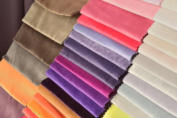 Vícebarevné Vzorky Čalouněné Textilie Pro Čalounění — Stock fotografie