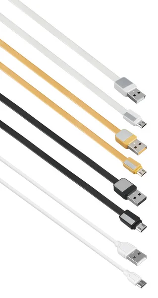 USB en microUSB connector met kabel, elektronische apparaatconnector, elektronisch onderdeel, computer accessoires — Stockfoto