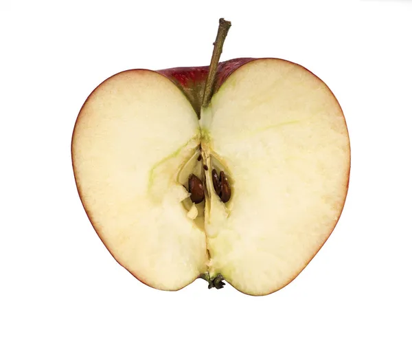 Нарізана Половина Яблука Червона Начинка Білому Тлі — стокове фото