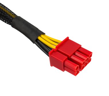 Beyaz arkaplanda izole edilmiş bilgisayar güç kaynağı konnektörü