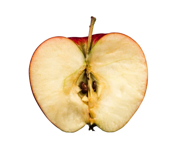 Половина Спелого Яблока Изолированы Белом Фоне — стоковое фото