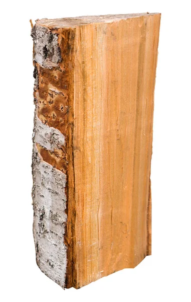 Holzscheit, Teil eines zersplitterten Holzscheit, auf weißem Hintergrund in Isolation — Stockfoto