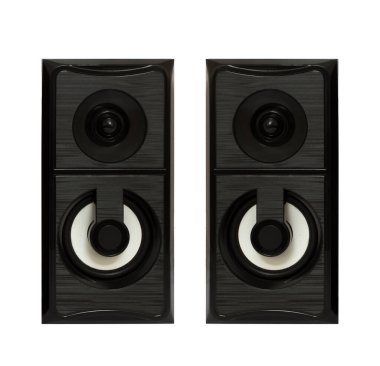 Beyaz arkaplanda izole edilmiş akustik hoparlörler