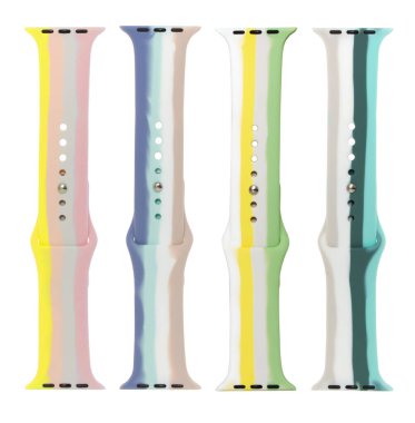 İzolasyon ve kolajda beyaz bir zemin üzerinde akıllı saatler için silikon kayış