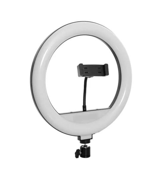 Selfie Lampada Con Supporto Del Telefono Isolato Sfondo Bianco — Foto Stock