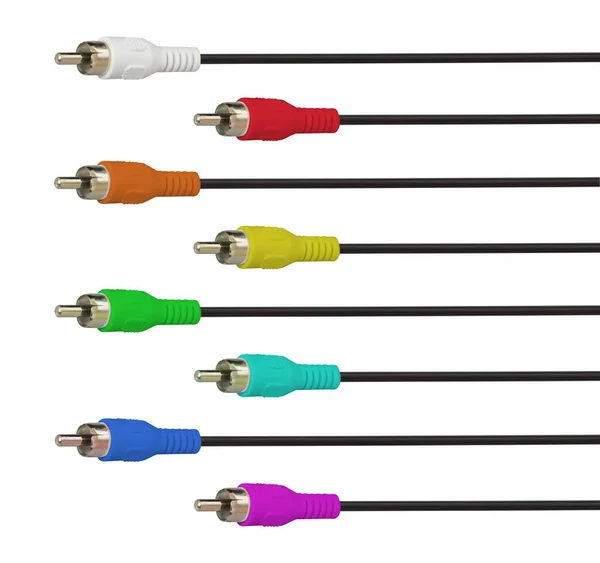 Multimediaplug met RCA-kabel, geïsoleerd op witte achtergrond — Stockfoto