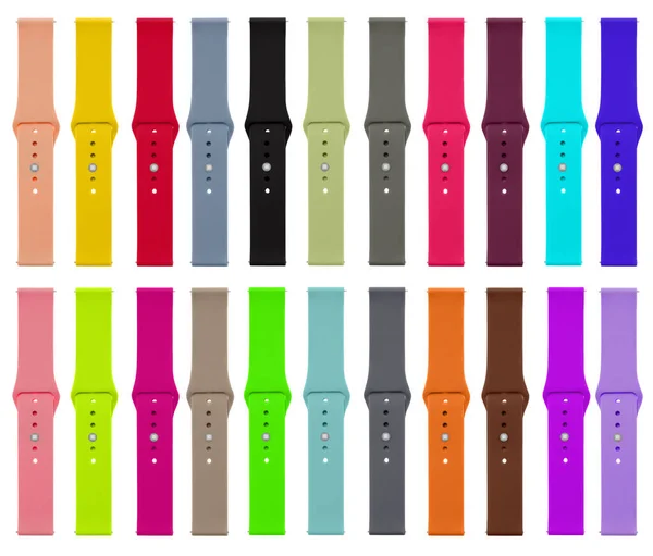 Silicone Strap Smart Watches Isolated White Background Collage — Foto Stock