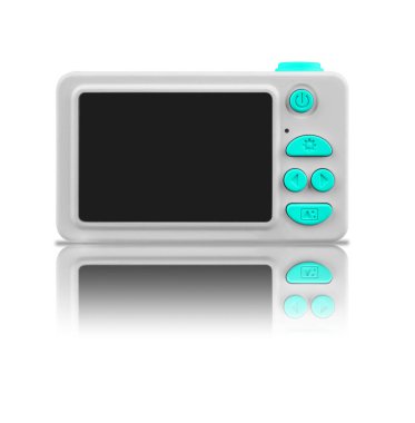 Beyaz arka planda yansımalı çocuk kamerası