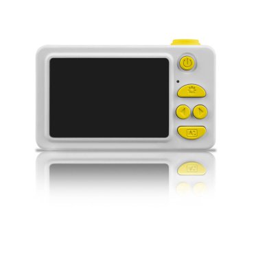 Beyaz arka planda yansımalı çocuk kamerası