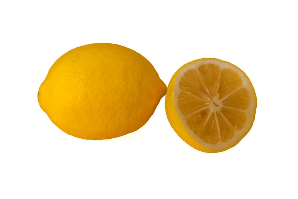Citron Celý Půl Bílém Pozadí — Stock fotografie