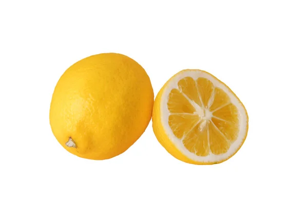 Лимон Целиком Наполовину Белом Фоне — стоковое фото