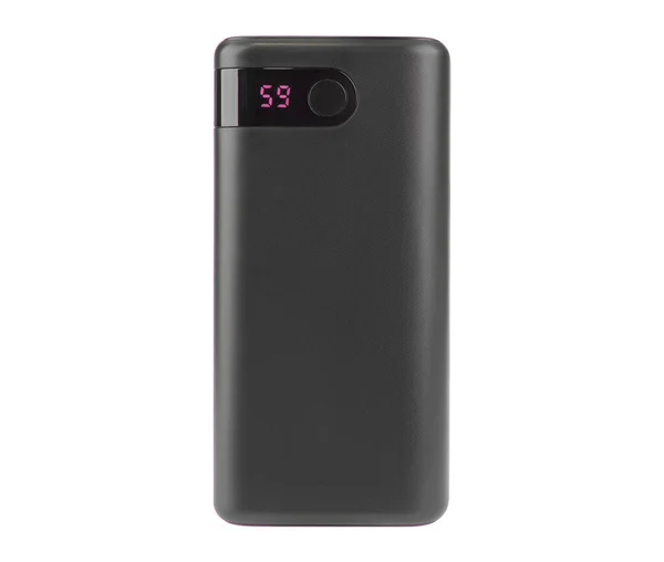 Telefon için taşınabilir şarj aleti, telefon tableti için cihaz, beyaz arka planda izole edilmiş.