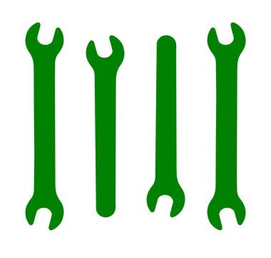 İngiliz anahtarı, doğaçlama tamir aracı, izolasyon, kolaj gibi beyaz bir arka planda