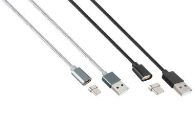 USB için kablo ve bağlantı, Tip-C beyaz arkaplanda izole edildi