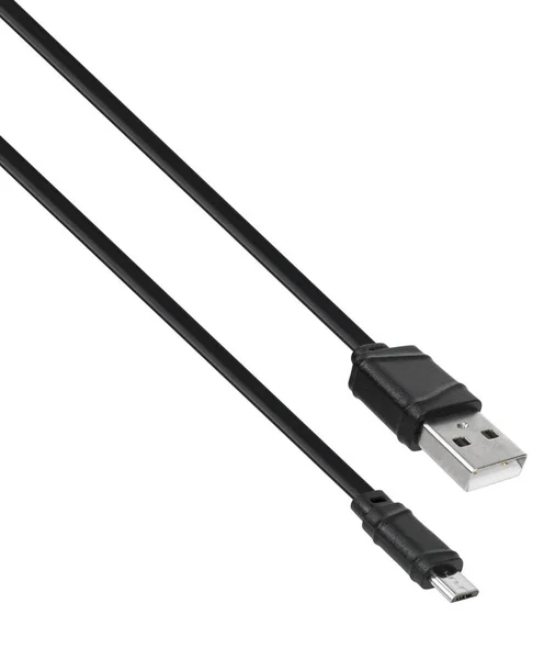 USB ve Micro USB için kablo ve bağlantı aracı beyaz arkaplanda izole edildi