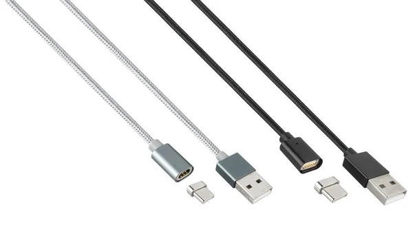 Kabel Und Stecker Für Usb Typ Isoliert Auf Weißem Hintergrund — Stockfoto