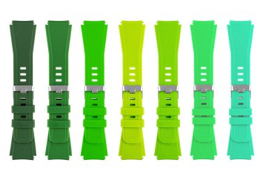 Elektronik saat için deri kayış, izolasyon, kolaj beyaz arka plan