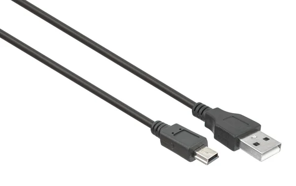 Csatlakozó Mini Usb Usb Kábel Elszigetelt Fehér Háttér — Stock Fotó