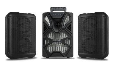 akustik ses sistemi, beyaz arkaplanda hoparlörler