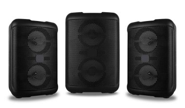 akustik ses sistemi, beyaz arkaplanda hoparlörler