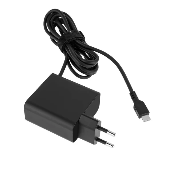 Adaptador Energia Laptop Fonte Alimentação Acessório Laptop Fundo Branco — Fotografia de Stock