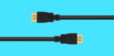 Mavi arkaplanda HDMI bağlantı kablosu