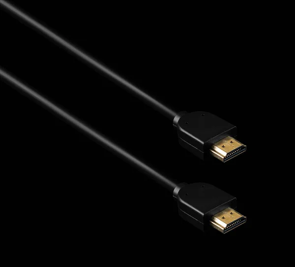 Cabo Com Conector Hdmi Sobre Fundo Preto — Fotografia de Stock