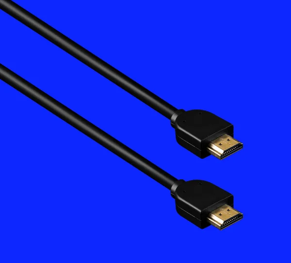 Kábel Hdmi Csatlakozóval Kék Háttérrel — Stock Fotó